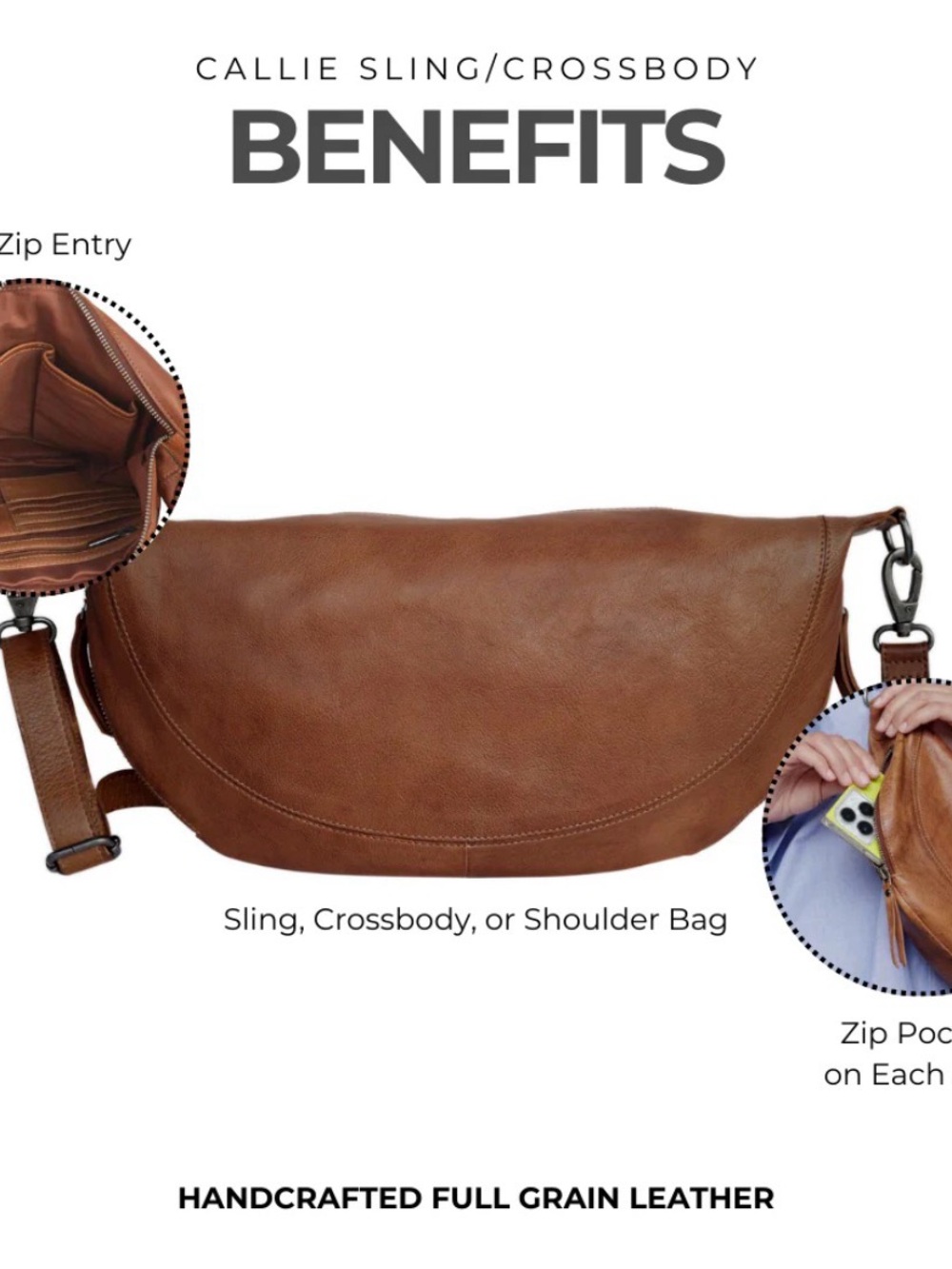Latico Leathers Callie Sling Cognac - Picture 8 of 9